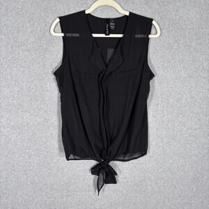 Fun Flirt Blouse XL Sheer Tie Hem Tank Witch Whimsigoth Feminine Coquette Career